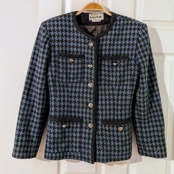 Bagatelle Houndstooth Tweed Blazer Jacket Womens Size 6 Button Front Career - Picture 1 of 6